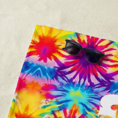 Groovy Vibes絞り染めのカスタマイズ ビーチタオル (インサイチュ)