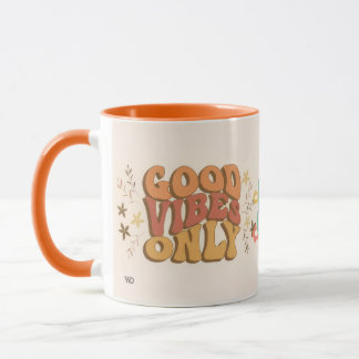Groovy vibes and Peace Sign Design mug マグカップ