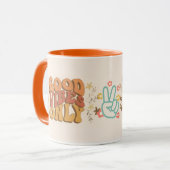 Groovy vibes and Peace Sign Design mug マグカップ (正面左)