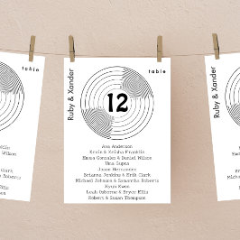 Groovy Vinylレコード個々のテーブルのシーティングカード 招待状