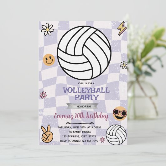 Groovy volleyball party invitation 招待状 (スタンド正面)