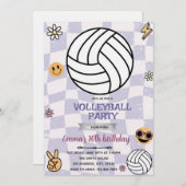 Groovy volleyball party invitation 招待状 (正面/裏面)