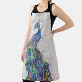 Groovy Waterカラーピーコックバードアートエプロン エプロン (インサイチュ)