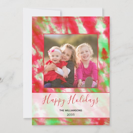 Groovy Waterカラー絞り染めモダンボホヒッピー写真 シーズンカード (正面)