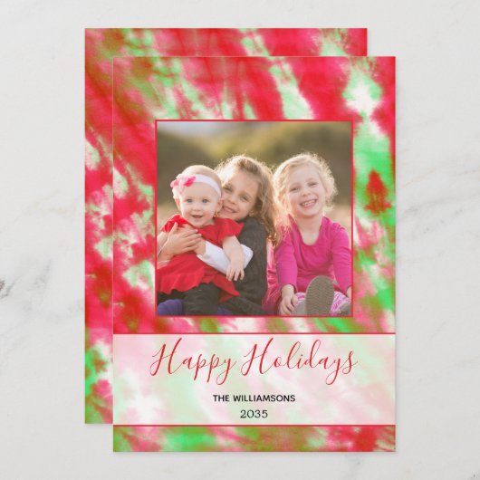 Groovy Waterカラー絞り染めモダンボホヒッピー写真 シーズンカード (正面/裏面)