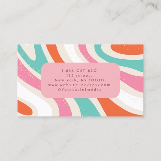 Groovy Wavesカラフルレトロストライプ 名刺 (裏面)