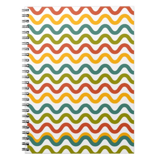 "Groovy Waves -鮮やかレトロ美学ノートブックC ノートブック (正面)