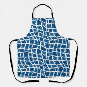 Groovy Wavy 60sフラワートリップ(幻覚体験)のようなチェッカーブルー エプロン