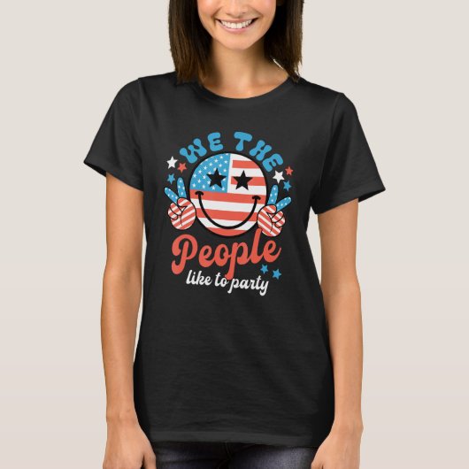 Groovy We The People Smile Face History 1776 Indep Tシャツ (正面)