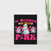 Groovy Wear Pink Breast Cancer Warrior Cute Ghost  カード (正面)
