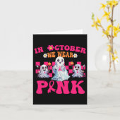 Groovy Wear Pink Breast Cancer Warrior Cute Ghost  カード (黄色い花)