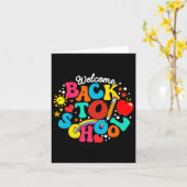 Groovy Welcome Back To School Rainbow Pencil Teach カード (黄色い花)