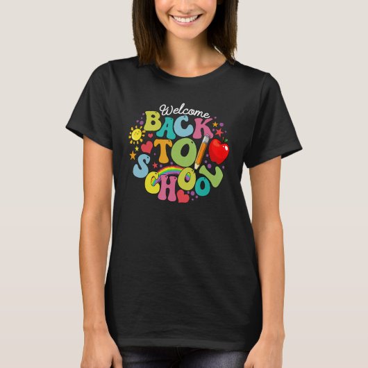 Groovy Welcome Back To School Rainbow Pencil Teach Tシャツ (正面)