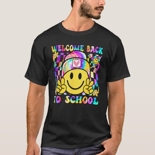 Groovy Welcome Back To School Tie Dye Teacher Stud Tシャツ (正面)