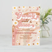 Groovy Wildと3つのHippie 3番目の誕生日パーティー 招待状 (スタンド正面)