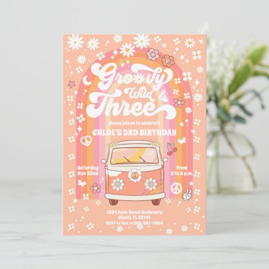 Groovy Wild & Three 誕生日招待状 招待状 (スタンド正面)