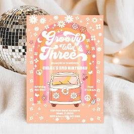 Groovy Wild & Three 誕生日招待状 招待状