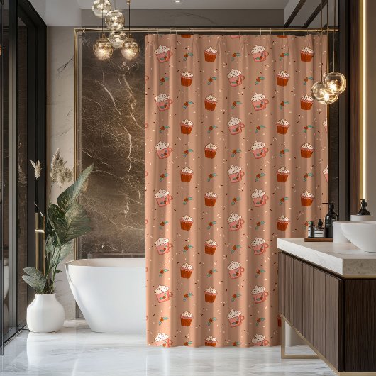 Groovy Xmas Curtain 70s Pastel Festive Accent シャワーカーテン
