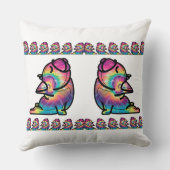 Groovy Yoga Bulldog:おもしろい絞り染めの色 クッション (裏面)