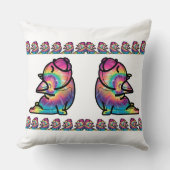 Groovy Yoga Bulldog:おもしろい絞り染めの色 クッション (正面)