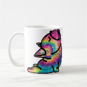 Groovy Yoga Bulldog:おもしろい絞り染めの色 コーヒーマグカップ (左)