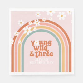 Groovy Young Wild Threeデイジーレインボー3日 スタンダードランチョンナプキン