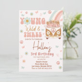 Groovy Young Wild & Three Rainbow 3歳の誕生日 招待状 (スタンド正面)