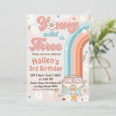 Groovy Young Wild & Three Rainbow 3歳の誕生日 招待状 (スタンド正面)