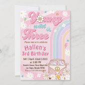 Groovy Young Wild & Three Rainbow 3歳の誕生日 招待状 (正面)