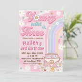 Groovy Young Wild & Three Rainbow 3歳の誕生日 招待状 (スタンド正面)