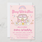 Groovy Young Wild & Three Rainbow 3歳の誕生日 招待状 (正面)