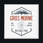 Gros Morne National Park Canada Vintage Distressed マグネット<br><div class="desc">Gros Morne National Park Distressed Badge with unique park themed maple leaf design. The Park has fjords and mountains that tower above a diverse panorama of beaches and bogs,  forests and barren cliffs.</div>