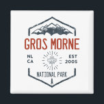 Gros Morne National Park Canada Vintage Distressed マグネット<br><div class="desc">Gros Morne National Park Distressed Badge with unique park themed maple leaf design. The Park has fjords and mountains that tower above a diverse panorama of beaches and bogs,  forests and barren cliffs.</div>