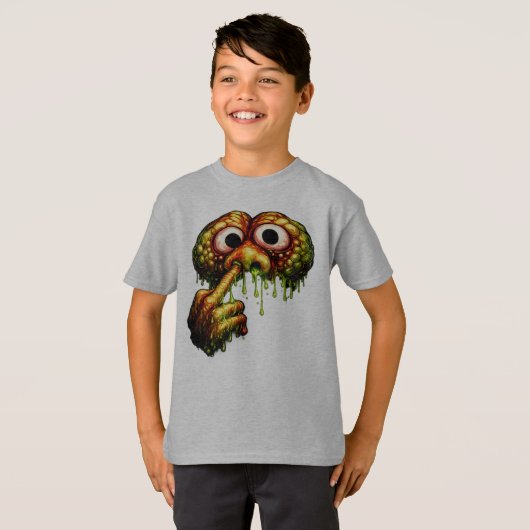 Gross-Out Alien Nose Picking Slime Tシャツ (正面フル)
