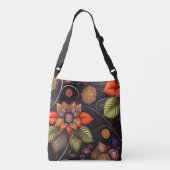große Blüten mit Ornamenten edles Muster クロスボディバッグ (裏面)