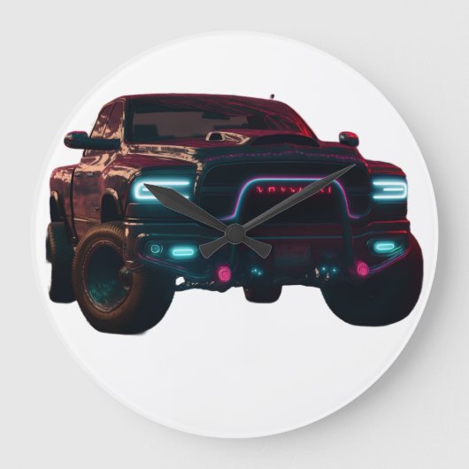Große Wanduhr Dodge TRX Neon Truck ラージ壁時計 (正面)