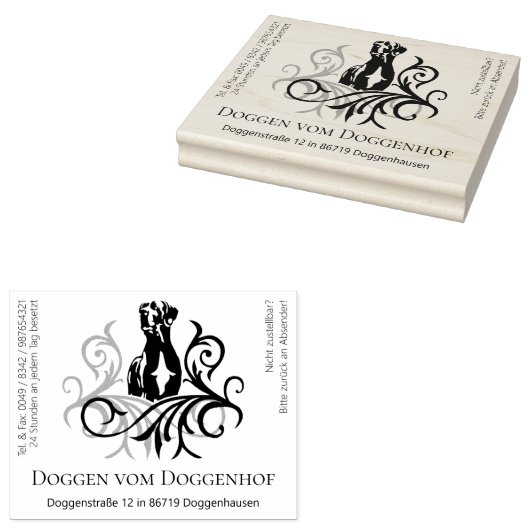 Großer Doggen Stempel viel Text ラバースタンプ (押印)