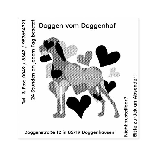 Großer Doggen Stempel viel Text ラバースタンプ (インプリント)