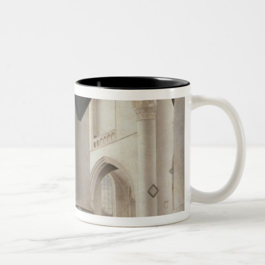 Grote Kerk、アムステルダム、c.1637のインテリア ツートーンマグカップ (右)