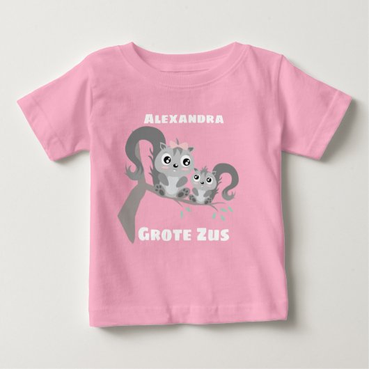Grote zus aanpasbaar naam met eekhoorntjesベビーt ベビーTシャツ (正面)