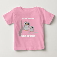 Grote zus aanpasbaar naam met uiltjesベビーTシャツ