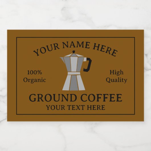 Ground coffee food label template with moka pot フードラベル (シングルラベル)