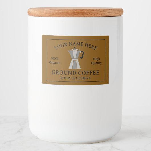 Ground coffee food label template with moka pot フードラベル (正面)