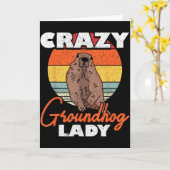 Ground Hog Crazy Groundhog Lady  カード (黄色い花)
