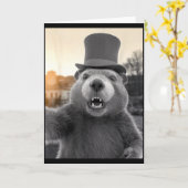 Ground Hog Day Woodchuck Funny Groundhog Selfie  カード (黄色い花)