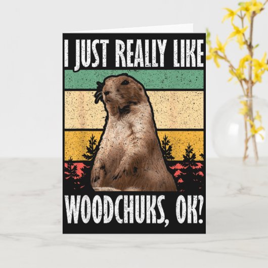 Ground Hog I Just Really Like Woodchuck Ok  カード (黄色い花)