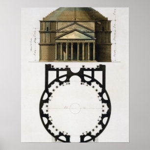 Ground plan and facade of the Pantheon, Rome, from ポスター