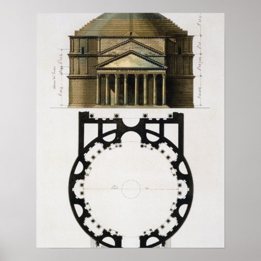 Ground plan and facade of the Pantheon, Rome, from ポスター (正面)