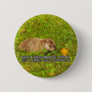 groundhogに今日接吻して下さい。 狂犬病の打撃ボタンを得て下さい 缶バッジ