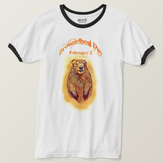Groundhogのスケッチが付いている聖燭節のFunTワイシャツ Tシャツ (デザイン正面)